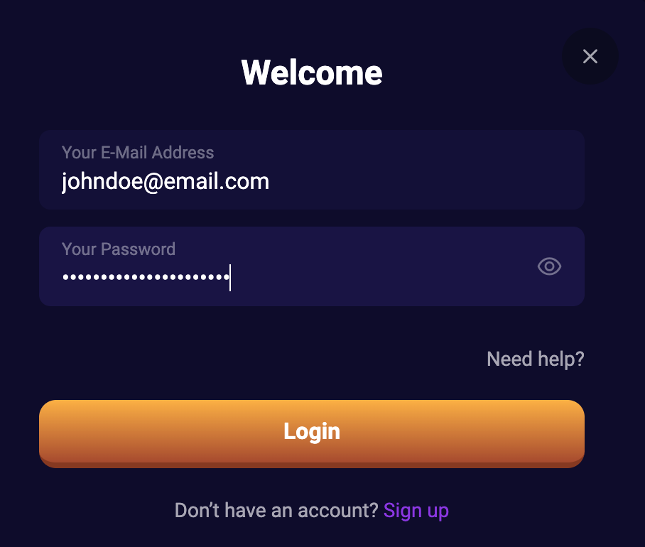Spirit Casino Login Window Example